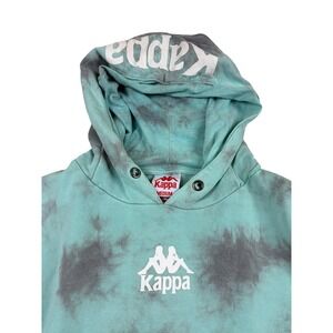Kappa Mens Teal Grey Tie Dye Omini Logo Pullover Hoodie Sweatshirt Medium